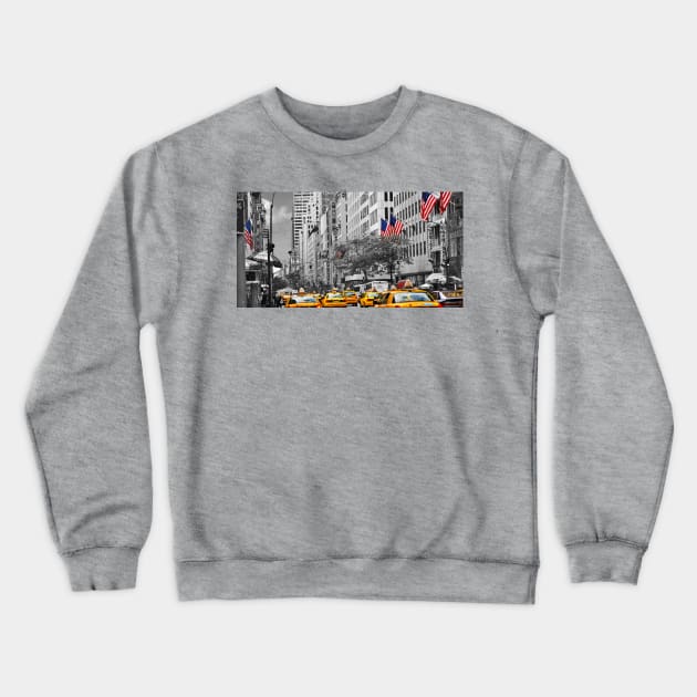 yellow cabs on 5th Ave with Stars and Stripes Crewneck Sweatshirt by jalfc46